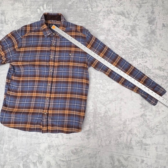 Pendleton Men's Flannel Medium Blue Brown Plaid Button Down Shirt - Picture 14 of 16